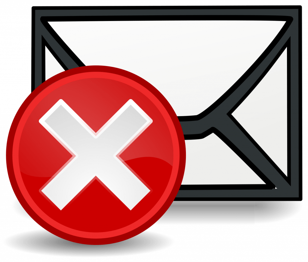 a delete sign and an email