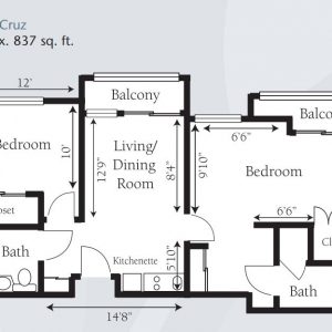 Brookdale Irvine floor plan 2 bedroom Santa Cruz.JPG