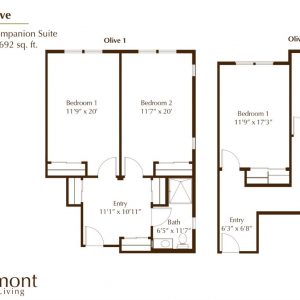 Oakmont of Pacific Beach floor plan private room shared bath Olive I & II.JPG