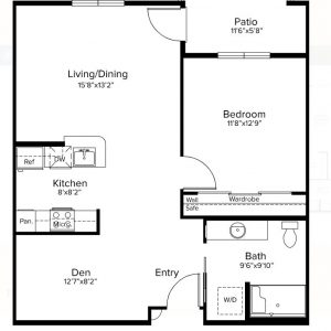 Paradise Village floor plan IL 1 bedroom with den.JPG