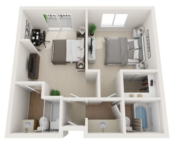 Westmont Town Court floor plan 1 bedroom 2 bath.JPG