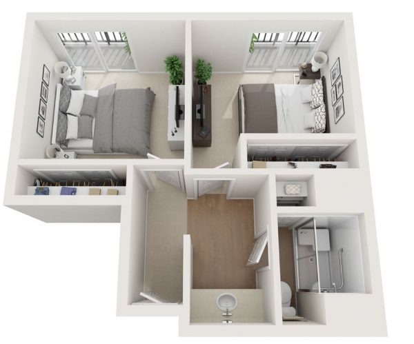 Westmont Town Court floor plan private room shared bath.JPG